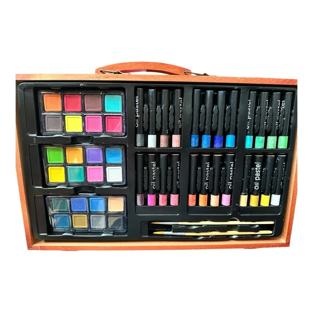 Shuttle Art Deluxe Wooden Art Set 80 Piece Artist Kit Colored Pencils